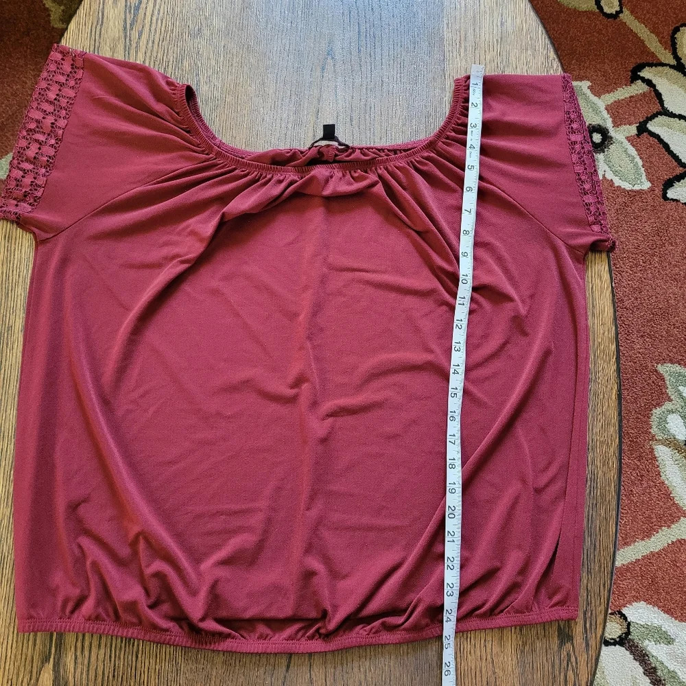 Lane Bryant Wine Colored Boho Peasant Top Size Women's 18/20 - Picture 7 of 10